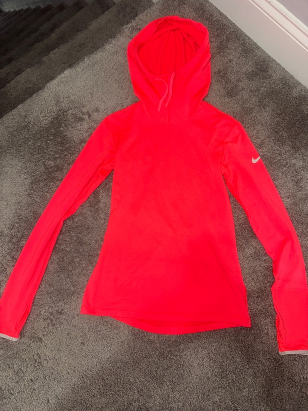 Nike Women's Neon Pink Hooded Long-Sleeve Performance Top